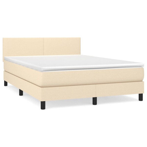 vidaXL Boxspringbett mit Matratze Creme 140x200 cm Stoff