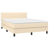 vidaXL Boxspringbett mit Matratze Creme 140x200 cm Stoff