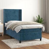 vidaXL Boxspringbett mit Matratze Dunkelblau 100x200 cm Samt