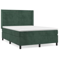 vidaXL Boxspringbett mit Matratze Dunkelgr&uuml;n 140x190 cm Samt