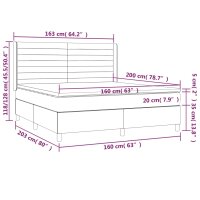 vidaXL Boxspringbett mit Matratze Hellgrau 160x200 cm Samt