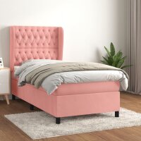 WOWONA Boxspringbett mit Matratze Rosa 100x200 cm Samt