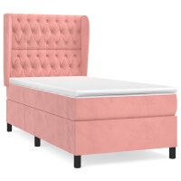 WOWONA Boxspringbett mit Matratze Rosa 100x200 cm Samt