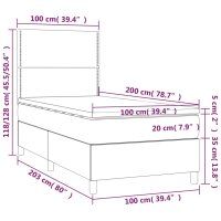 vidaXL Boxspringbett mit Matratze Rosa 100x200 cm Samt