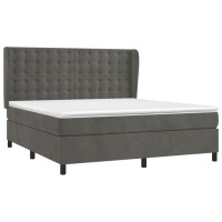 vidaXL Boxspringbett mit Matratze Dunkelgrau 160x200 cm Samt