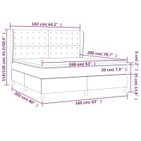 vidaXL Boxspringbett mit Matratze Dunkelgrau 160x200 cm Samt