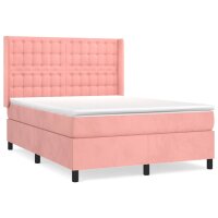 vidaXL Boxspringbett mit Matratze Rosa 140x190 cm Samt