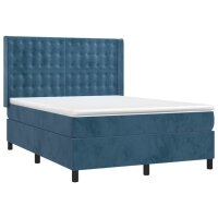 vidaXL Boxspringbett mit Matratze Dunkelblau 140x200 cm Samt