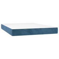 vidaXL Boxspringbett mit Matratze Dunkelblau 140x200 cm Samt