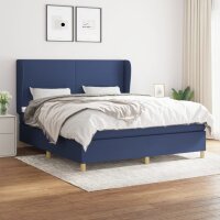 vidaXL Boxspringbett mit Matratze Blau 160x200 cm Stoff