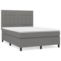 vidaXL Boxspringbett mit Matratze Dunkelgrau 140x190 cm Stoff