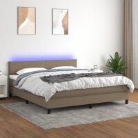 vidaXL Boxspringbett mit Matratze &amp; LED Taupe 180x200 cm Stoff