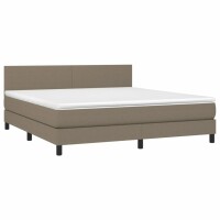 vidaXL Boxspringbett mit Matratze &amp; LED Taupe 180x200 cm Stoff