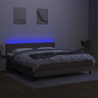 vidaXL Boxspringbett mit Matratze &amp; LED Taupe 180x200 cm Stoff