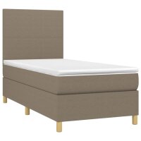 vidaXL Boxspringbett mit Matratze Taupe 90x200 cm Stoff