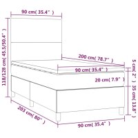 vidaXL Boxspringbett mit Matratze Taupe 90x200 cm Stoff