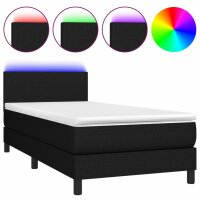 vidaXL Boxspringbett mit Matratze &amp; LED Schwarz 80x200 cm Stoff