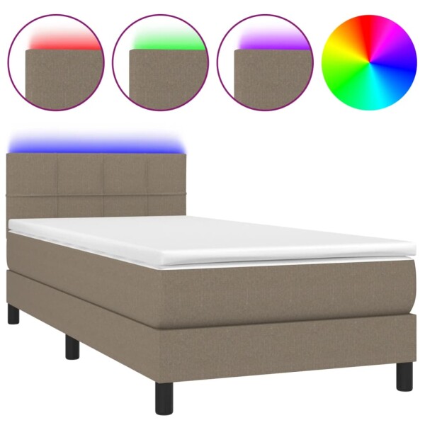 vidaXL Boxspringbett mit Matratze &amp; LED Taupe 100x200 cm Stoff