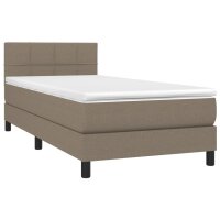 vidaXL Boxspringbett mit Matratze &amp; LED Taupe 100x200 cm Stoff