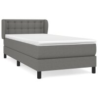 vidaXL Boxspringbett mit Matratze Dunkelgrau 100x200 cm Stoff