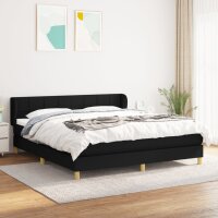 WOWONA Boxspringbett mit Matratze Schwarz 180x200 cm Stoff