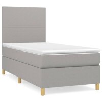 vidaXL Boxspringbett mit Matratze Hellgrau 90x190 cm Stoff