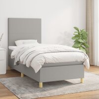 vidaXL Boxspringbett mit Matratze Hellgrau 90x190 cm Stoff