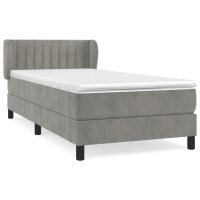 vidaXL Boxspringbett mit Matratze Hellgrau 100x200 cm Samt