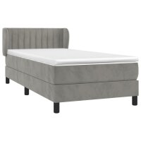 vidaXL Boxspringbett mit Matratze Hellgrau 100x200 cm Samt