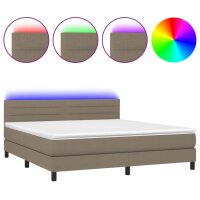 vidaXL Boxspringbett mit Matratze &amp; LED Taupe 180x200 cm Stoff