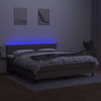 vidaXL Boxspringbett mit Matratze &amp; LED Taupe 180x200 cm Stoff