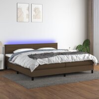 vidaXL Boxspringbett mit Matratze &amp; LED Dunkelbraun 200x200 cm Stoff