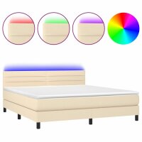 vidaXL Boxspringbett mit Matratze &amp; LED Creme 180x200 cm Stoff