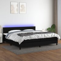 WOWONA Boxspringbett mit Matratze &amp; LED Schwarz 200x200 cm Stoff