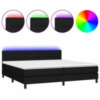 WOWONA Boxspringbett mit Matratze &amp; LED Schwarz 200x200 cm Stoff