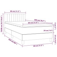 vidaXL Boxspringbett mit Matratze &amp; LED Schwarz 80x200 cm Stoff