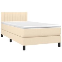 vidaXL Boxspringbett mit Matratze &amp; LED Creme 90x200 cm Stoff