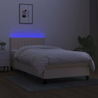 vidaXL Boxspringbett mit Matratze &amp; LED Creme 90x200 cm Stoff