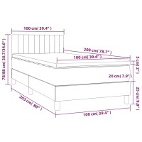 vidaXL Boxspringbett mit Matratze &amp; LED Blau 100x200 cm Stoff