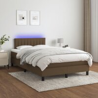 vidaXL Boxspringbett mit Matratze &amp; LED Dunkelbraun 120x200 cm Stoff