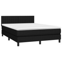 WOWONA Boxspringbett mit Matratze &amp; LED Schwarz 140x200 cm Stoff