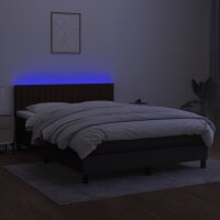 WOWONA Boxspringbett mit Matratze &amp; LED Schwarz 140x200 cm Stoff