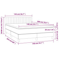 WOWONA Boxspringbett mit Matratze &amp; LED Schwarz 140x200 cm Stoff