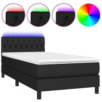 vidaXL Boxspringbett mit Matratze &amp; LED Schwarz 100x200 cm Stoff