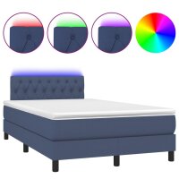 vidaXL Boxspringbett mit Matratze &amp; LED Blau 120x200 cm Stoff