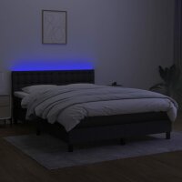 vidaXL Boxspringbett mit Matratze &amp; LED Schwarz 140x200 cm Stoff