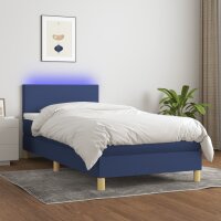 WOWONA Boxspringbett mit Matratze &amp; LED Blau 80x200 cm Stoff