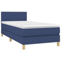 WOWONA Boxspringbett mit Matratze &amp; LED Blau 80x200 cm Stoff