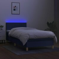 WOWONA Boxspringbett mit Matratze &amp; LED Blau 80x200 cm Stoff