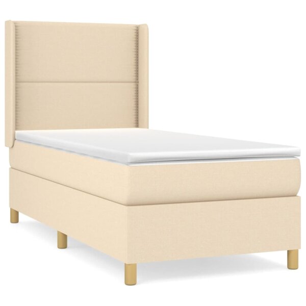 vidaXL Boxspringbett mit Matratze Creme 100x200 cm Stoff